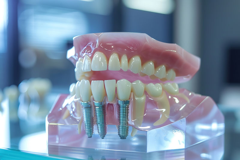 IMG META Dental implant, artificial tooth roots into jaw, root canal of dental treatment, gum disease, teeth model for dentist studying about dentistry.